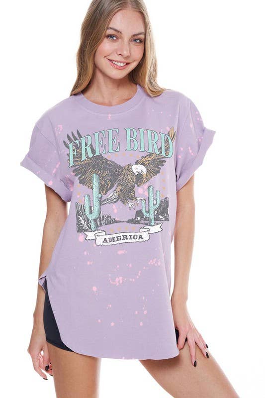 Free Bird Desert Western Vintage Graphic Bleached Top: COPPER / S