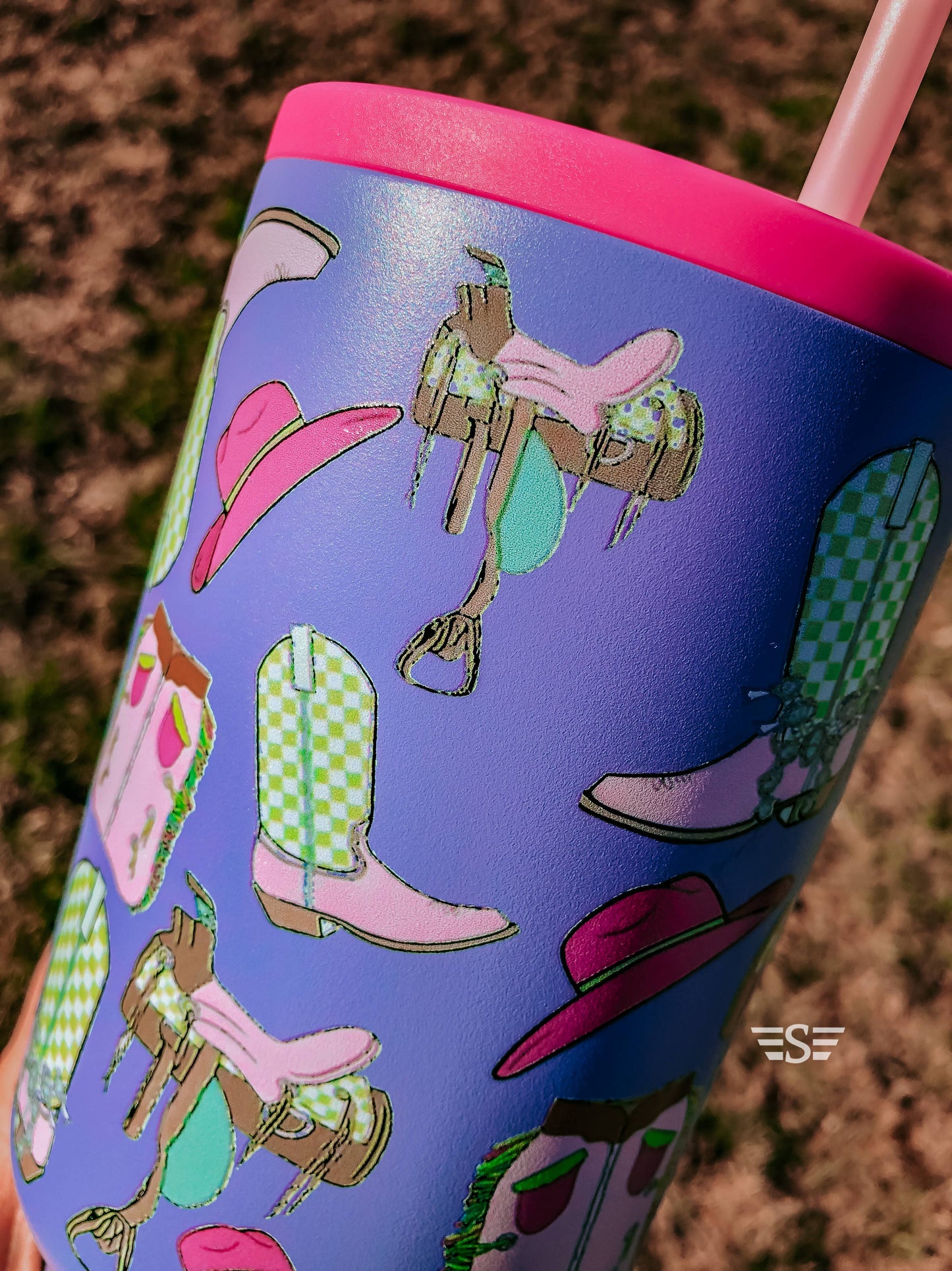 Girly Western 40 oz Tumbler *Flawed Read Description*