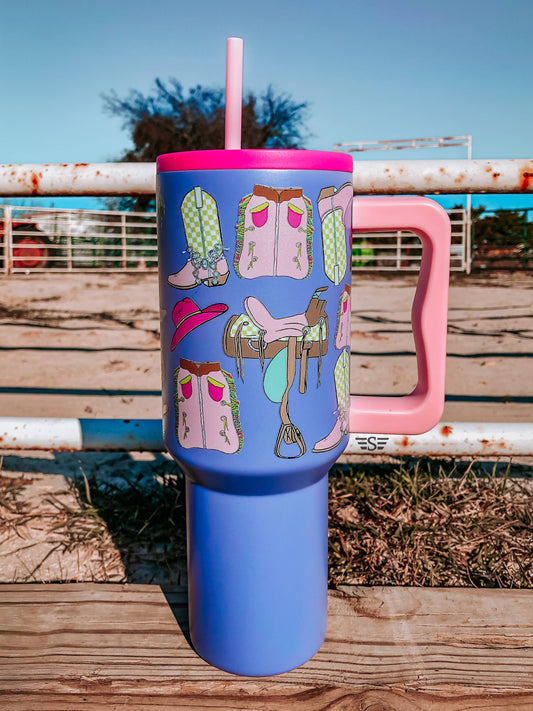 Girly Western 40 oz Tumbler *Flawed Read Description*