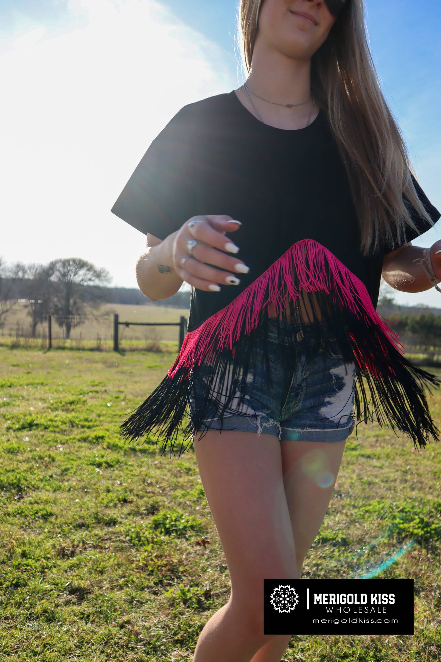 MK042 Fringetastic SS Crop Top - 3 Colors: S / Jade