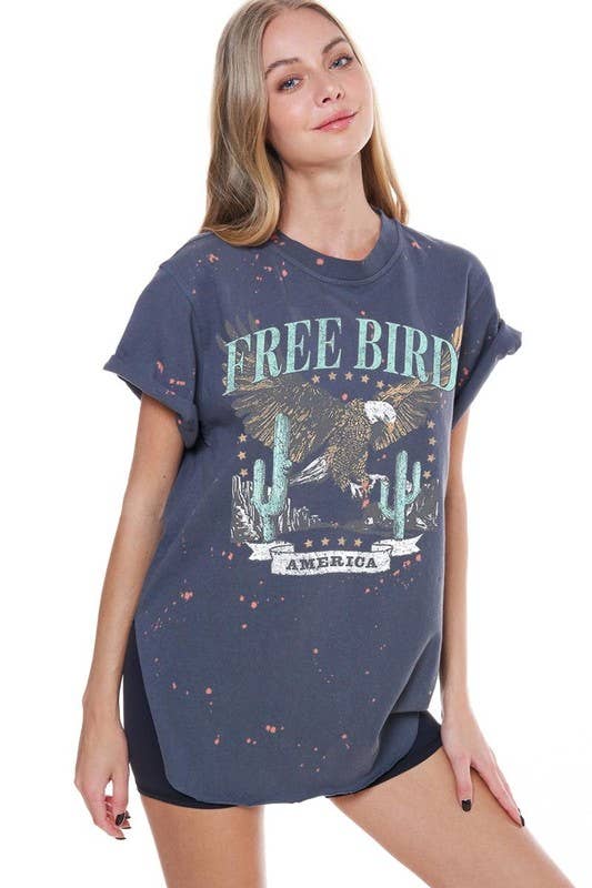 Free Bird Desert Western Vintage Graphic Bleached Top: COPPER / S