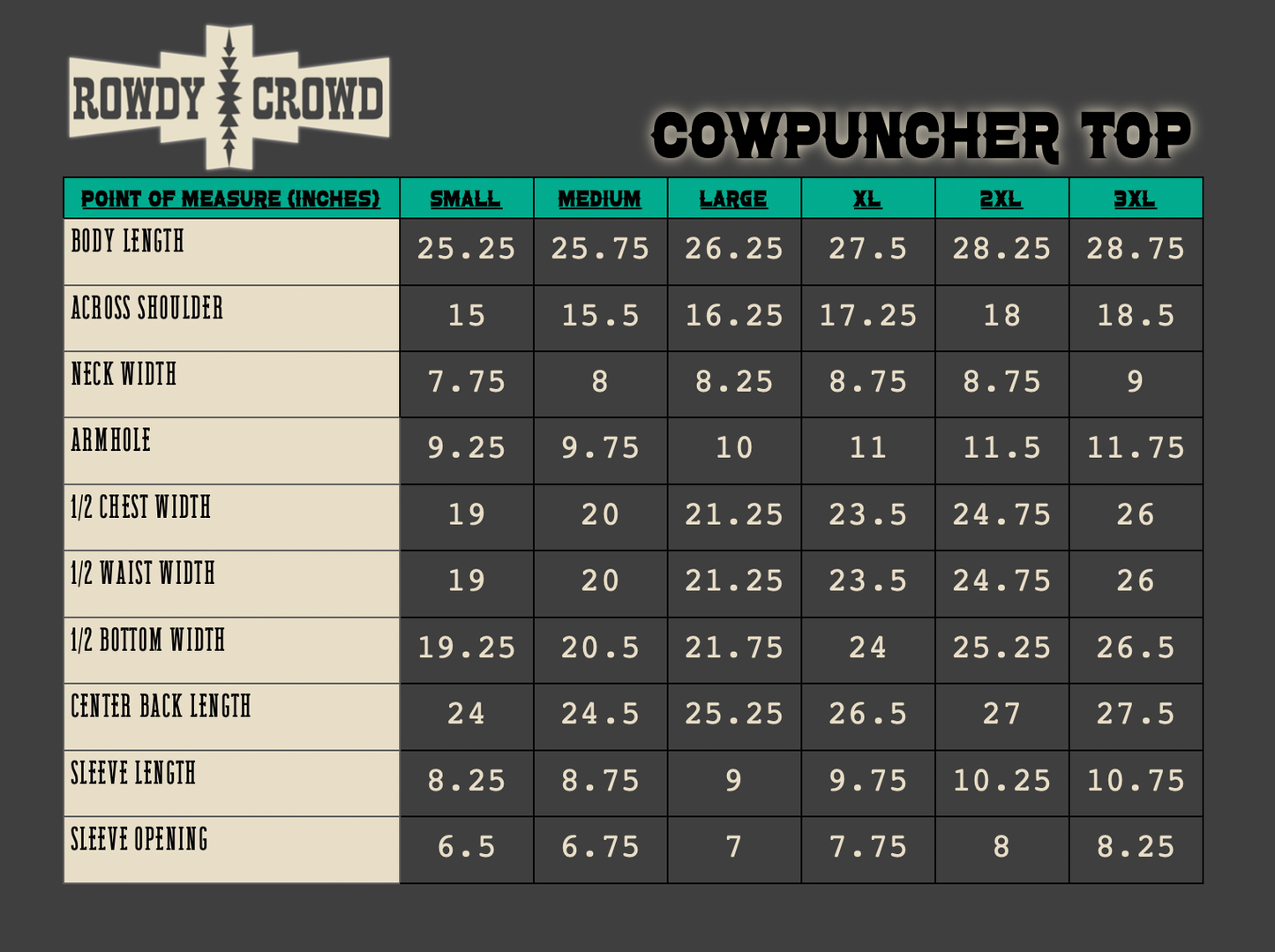Cowpuncher Top: Small