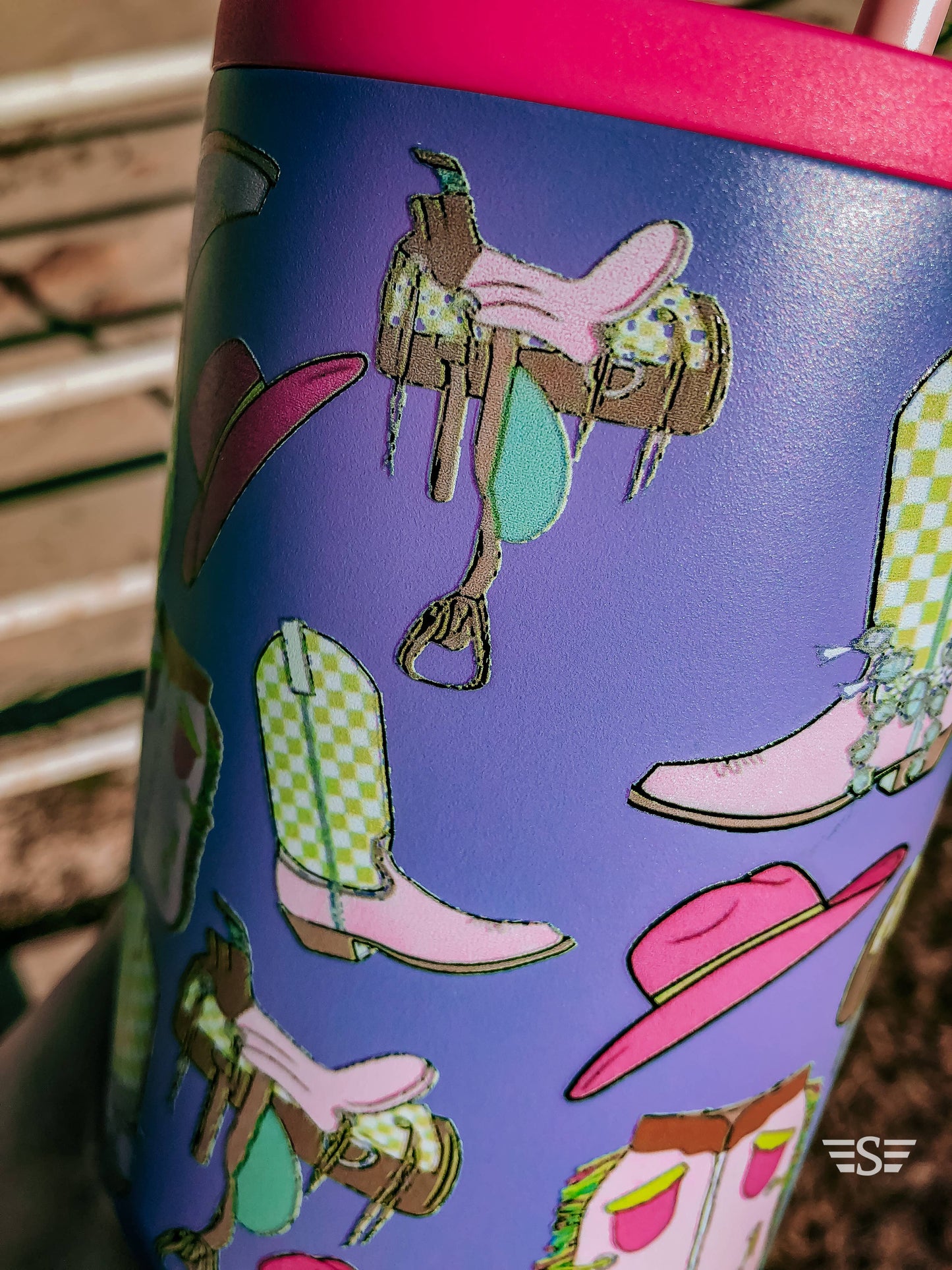 Girly Western 40 oz Tumbler *Flawed Read Description*