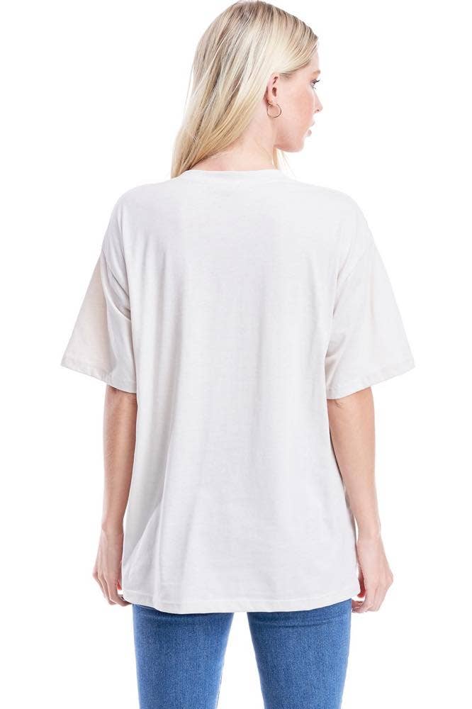 Long Live Cowgirls Vintage Graphic S/S Distressed Tee: LT KHAKI / S