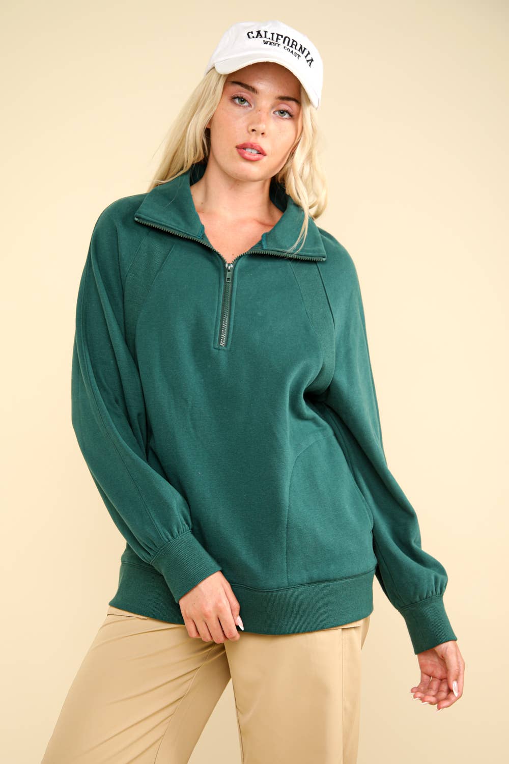 NT11849-Oversized Sweatshirt Henley Knit Top: MAUVE / S-M-L/2-2-2