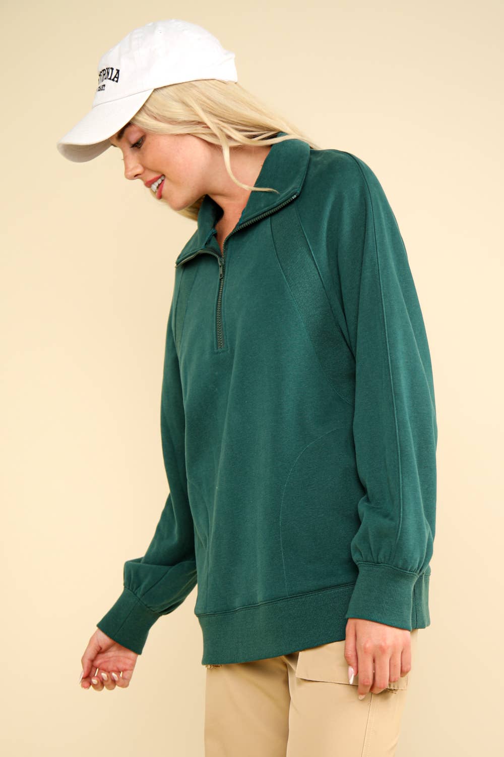 NT11849-Oversized Sweatshirt Henley Knit Top: MAUVE / S-M-L/2-2-2