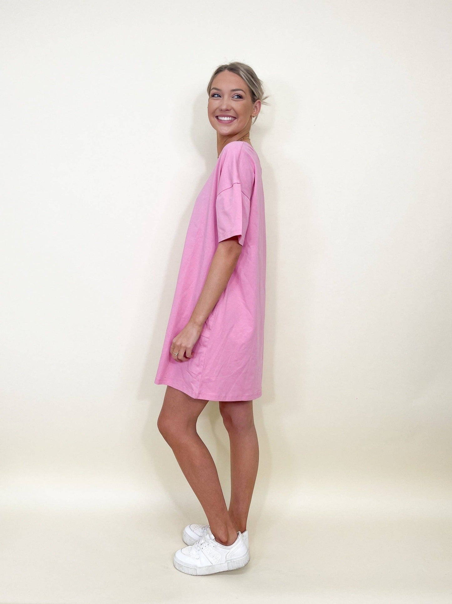 Pink T-Shirt Dress: Pink / One Size