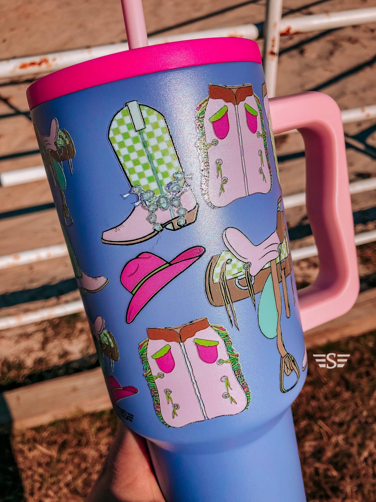 Girly Western 40 oz Tumbler *Flawed Read Description*